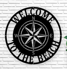 Load image into Gallery viewer, Personalized Compass Rose Metal Sign - Nautical Address Wall Art - Coordinates Wall Decor - Housewarming -Free Shipping - Custom Coordinates