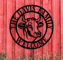Load image into Gallery viewer, cow calf Metal Sign, Custom Cow/Calf, Farmer sign, Personalized, Established, Plasma cut steel sign, animals farm, metal art, farmhouse