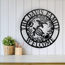 Load image into Gallery viewer, Metal sea turtle, Metal wall art, Metal wall decor, metal turtle, Metal sea life, Under the sea, Turtle decor, ocean decor, Beach decor, art