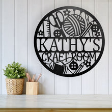 Load image into Gallery viewer, Sewing room sign, personalized sign, sewing sign. metal sewing sign, quilting sign, gift for her, farm sign, gift for grandma, gift for mom