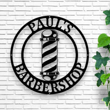 Load image into Gallery viewer, Barber Shop Sign, Personalized Barber Sign, Custom hairstylist Sign, Metal Hairdresser Décor, Barbershop Open Sign, Gift for Barber
