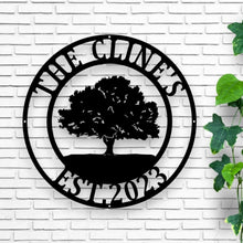 Load image into Gallery viewer, Personalized OAK Tree Custom Metal Sign, Unique Home Decor, Garden Art, Name Sign, Perfect Gift for Tree Lovers & Nature Enthusiasts