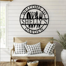 Load image into Gallery viewer, Metal Gardening Sign | Rustic Décor for Garden & Yard | Personalized Name Plaque | Outdoor Friendly | Garden Art and Gifts for Gardeners