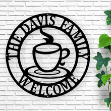 Load image into Gallery viewer, Personalized Coffee Bar Metal Sign | Custom Wall Decor for Coffee Lovers | Unique Gift for Home or Café