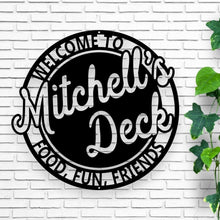 Load image into Gallery viewer, Backyard Metal Sign, Custom Rustic Décor, Outdoor Wall Art and Garden Sign for Home & Patio, Unique Gift Idea, family name sign