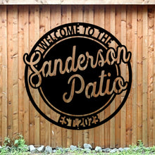 Load image into Gallery viewer, Backyard Metal Sign, Custom Rustic Décor, Outdoor Wall Art and Garden Sign for Home & Patio, Unique Gift Idea, family name sign