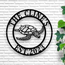 Load image into Gallery viewer, Metal sea turtle, Metal wall art, Metal wall decor, metal turtle, Metal sea life, Under the sea, Turtle decor, ocean decor, Beach decor, art