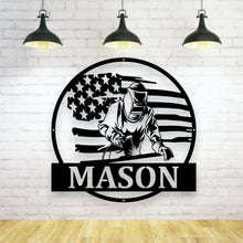 Load image into Gallery viewer, Metal Welding Sign | Personalized Welded Art | Custom Name Sign for Home, Garage & Workshop Décor | Unique Gift Ideas, Chevron Welder
