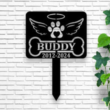 Load image into Gallery viewer, Custom Metal Dog Memorial Cross Stake - Personalized Pet Tribute, Garden Décor, Remembrance, Dog Loss Sympathy Gift, Beautiful Memorial Sign