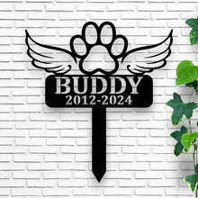 Load image into Gallery viewer, Custom Metal Dog Memorial Cross Stake - Personalized Pet Tribute, Garden Décor, Remembrance, Dog Loss Sympathy Gift, Beautiful Memorial Sign