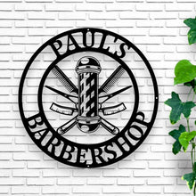 Load image into Gallery viewer, Barber Shop Sign, Personalized Barber Sign, Custom hairstylist Sign, Metal Hairdresser Décor, Barbershop Open Sign, Gift for Barber