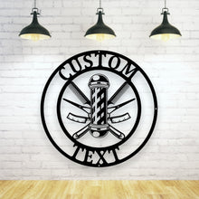 Load image into Gallery viewer, Barber Shop Sign, Personalized Barber Sign, Custom hairstylist Sign, Metal Hairdresser Décor, Barbershop Open Sign, Gift for Barber