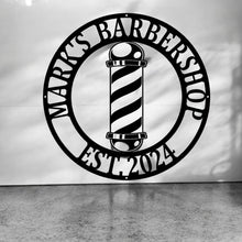 Load image into Gallery viewer, Barber Shop Sign, Personalized Barber Sign, Custom hairstylist Sign, Metal Hairdresser Décor, Barbershop Open Sign, Gift for Barber