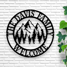 Load image into Gallery viewer, Metal Pine Tree Monogram | Customizable Name Sign, Rustic Home Décor, Personalized Gift, Nature-Inspired Wall Art, Farm Sign,