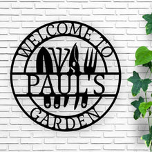 Load image into Gallery viewer, Metal Gardening Sign | Rustic Décor for Garden & Yard | Personalized Name Plaque | Outdoor Friendly | Garden Art and Gifts for Gardeners
