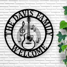Load image into Gallery viewer, Metal Guitar Music Sign | Rustic Decor, metal Wall Art, Music Lover Gift, Guitarist Home Décor, Band Room Decoration