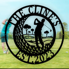 Load image into Gallery viewer, Metal Golf Sign | Personalized Golf Decor, Rustic Wall Art for Golf Lovers & Enthusiasts, Unique Gift Idea for Him or Her