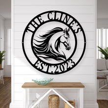 Load image into Gallery viewer, Personalized Horse Outdoor Sign - Custom Rustic Decor for Barn or Stable, Farmhouse Style Wall Art, Equestrian Gift, Name Plate