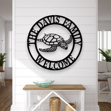 Load image into Gallery viewer, Metal sea turtle, Metal wall art, Metal wall decor, metal turtle, Metal sea life, Under the sea, Turtle decor, ocean decor, Beach decor, art