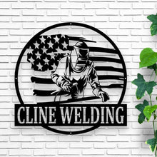 Load image into Gallery viewer, Metal Welding Sign | Personalized Welded Art | Custom Name Sign for Home, Garage & Workshop Décor | Unique Gift Ideas, Chevron Welder