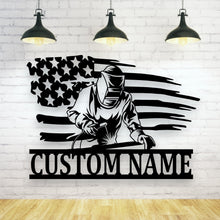 Load image into Gallery viewer, Metal Welding Sign | Personalized Welded Art | Custom Name Sign for Home, Garage & Workshop Décor | Unique Gift Ideas, Chevron Welder