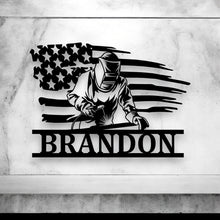 Load image into Gallery viewer, Metal Welding Sign | Personalized Welded Art | Custom Name Sign for Home, Garage & Workshop Décor | Unique Gift Ideas, Chevron Welder