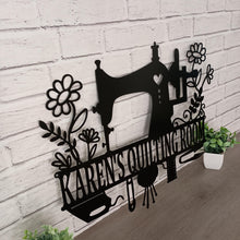 Load image into Gallery viewer, Sewing room sign, personalized sign, sewing sign. metal sewing sign, quilting sign, gift for her, farm sign, gift for grandma, gift for mom