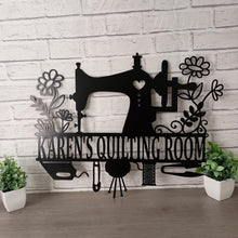 Load image into Gallery viewer, Sewing room sign, personalized sign, sewing sign. metal sewing sign, quilting sign, gift for her, farm sign, gift for grandma, gift for mom