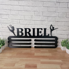 Load image into Gallery viewer, Dance Medal Hanger with Custom Monogram Name Metal Sign, Personalized Dance Medal Holder Monogram, Dance Medal Display, Born To Dance