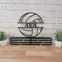 Load image into Gallery viewer, Custom Medal Holder | Personalized Sports Medal Hanger | Display for Ribbons and Medals | Tiered Award Rack | Medal Holder for Kids