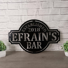 Load image into Gallery viewer, Vintage Metal Bar Sign - Established Wall Decor - Personalized Bar Sign - Lounge - Tap