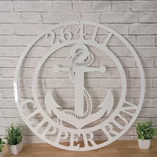 Load image into Gallery viewer, Anchor Sign - Nautical Decor - Beach Decor - Nautical Sign - Anchor Family Name - Wall Decor - Custom Wedding Gift - Metal Wall Art - Lake