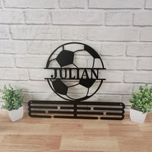 Load image into Gallery viewer, Custom Medal Holder | Personalized Sports Medal Hanger | Display for Ribbons and Medals | Tiered Award Rack | Medal Holder for Kids