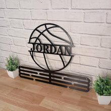 Load image into Gallery viewer, Custom Medal Holder | Personalized Sports Medal Hanger | Display for Ribbons and Medals | Tiered Award Rack | Medal Holder for Kids
