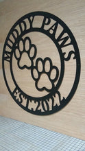 Load and play video in Gallery viewer, Metal Sign Front Door Monogram, Paw Print Custom Outdoor Metal Sign for House Decor Address Sign Family Sign for Front Door Dog Cat