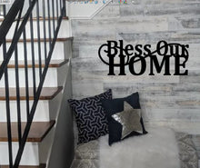 Load image into Gallery viewer, Bless our home, metal monogram, metal wall decor, metal quote, Housewarming Gift,Christmas gift
