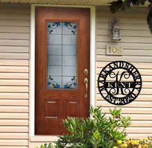 Load image into Gallery viewer, Family name metal monogram sign, Personalized Metal Wedding Gift,  Personalized Door Signs, Metal Monogram established sign