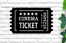 Load image into Gallery viewer, metal cinema ticket, movie ticket, metal movie room decor