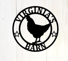 Load image into Gallery viewer, Last Name Chicken Door Hanger, Chicken Garden Flag, Chicken Sign, Chicken Decor, Farmhouse Chicken Wall Decor