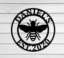 Load image into Gallery viewer, Honey Bee Family Name Established Sign | Custom Metal Sign