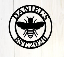 Load image into Gallery viewer, Honey Bee Family Name Established Sign | Custom Metal Sign