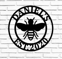 Load image into Gallery viewer, Honey Bee Family Name Established Sign | Custom Metal Sign