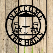 Load image into Gallery viewer, Personalized Campfire Family Name Sign / Metal Wall Decor / Monogram Name Camping Sign / Home Decor / Personalized Outdoor Decor