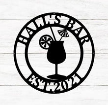 Load image into Gallery viewer, Metal Bar Sign-Personalized Bar Theme Sign, Custom Bar Theme Sign, Personalized Bar Sign Metal Wall Art, grill man cave sign, backyard grill
