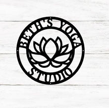 Load image into Gallery viewer, Yoga Studio Decor, Lotus Flower sign, Lotus Wall Art, Metal Wall Décor, Metal Wall Hangings, Home Decoration, Yoga Wall Art
