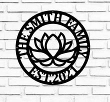 Load image into Gallery viewer, Yoga Studio Decor, Lotus Flower sign, Lotus Wall Art, Metal Wall Décor, Metal Wall Hangings, Home Decoration, Yoga Wall Art