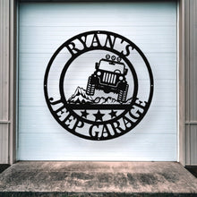 Load image into Gallery viewer, Jeep Personalized Family Name-Jeep Off Road Metal, Custom Mountain Scene with Jeep - Personalized Text - Solid Steel Construction