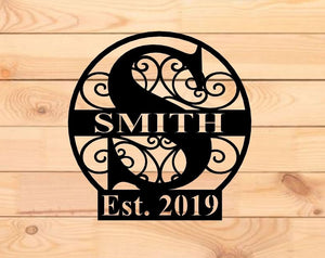 Personalized Family Name Metal Sign, Housewarming Gift, established sign, Door Hanger, metal Last Name Sign, Metal Wall Art, metal Wedding