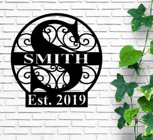 Personalized Family Name Metal Sign, Housewarming Gift, established sign, Door Hanger, metal Last Name Sign, Metal Wall Art, metal Wedding