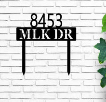 Load image into Gallery viewer, Lawn Address Monogram Metal Sign, Custom Address Sign, Address Sign, metal yard art, custom metal sign, metal letters, house warming gift
